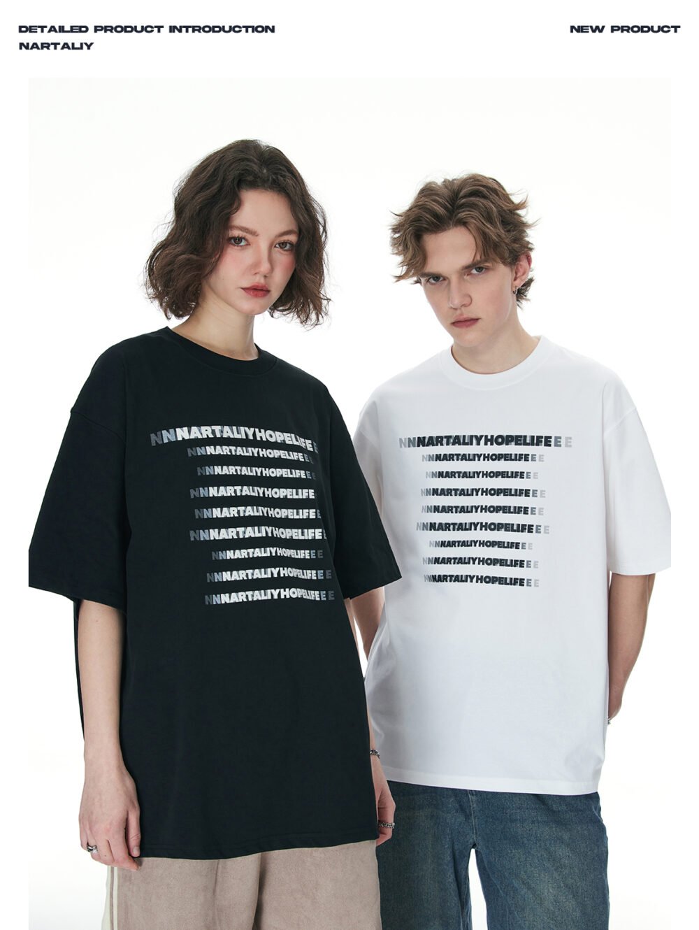 NARTALIY phantom letters American retro T-shirt for boys and girls_770935866989