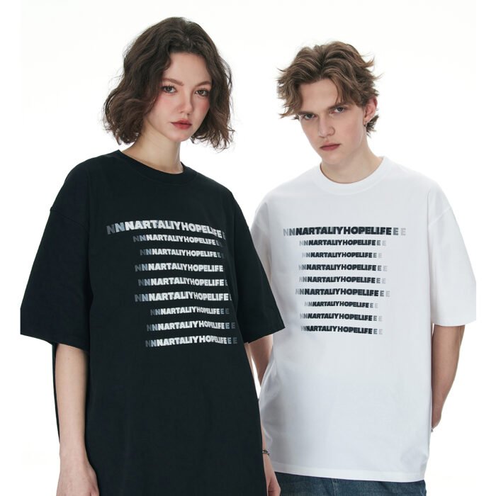 NARTALIY phantom letters American retro T-shirt for boys and girls_770935866989