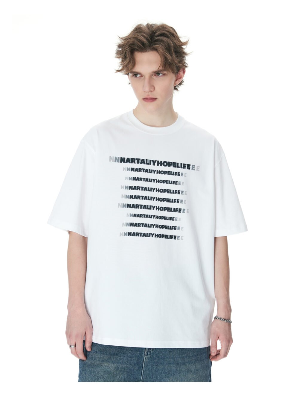 NARTALIY phantom letters American retro T-shirt for boys and girls_770935866989 - Image 3