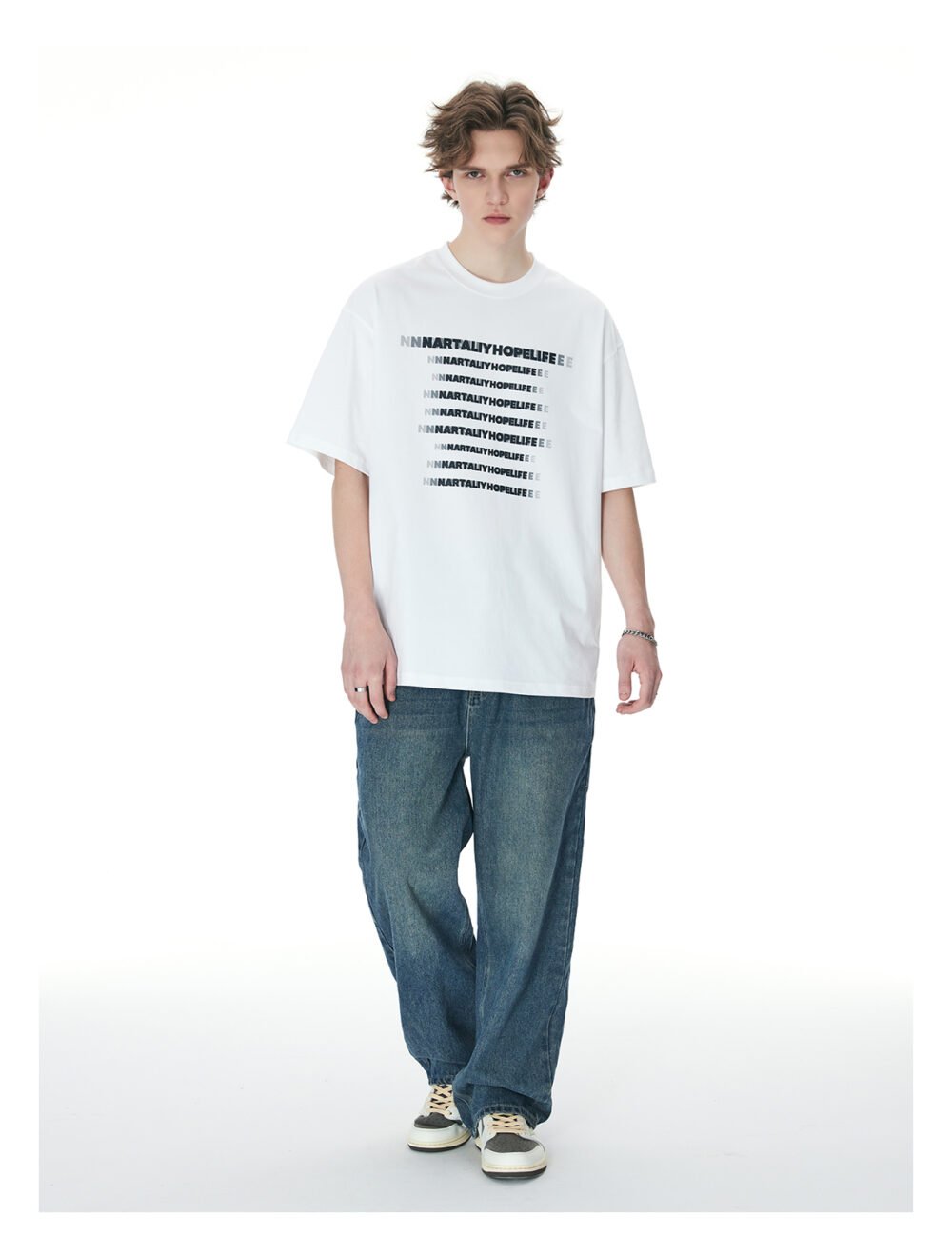 NARTALIY phantom letters American retro T-shirt for boys and girls_770935866989 - Image 4