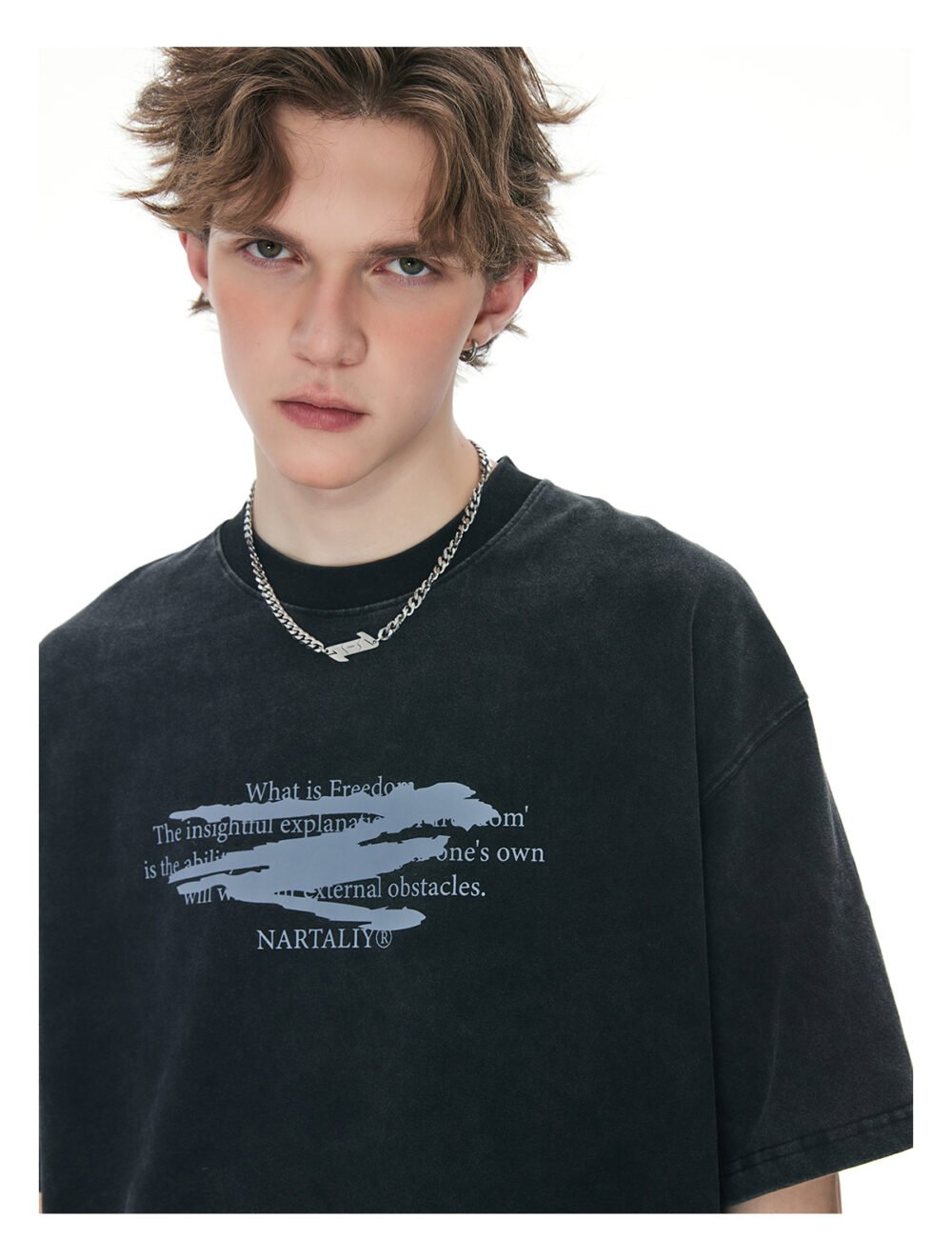 NARTALIY washed distressed short-sleeved T-shirt for men and women_770933275379 - Image 11