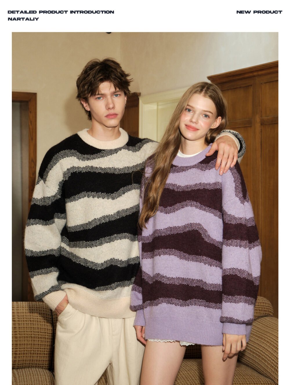 NARTALIY American Irregular Striped Sweater - Unisex Autumn and Winter Trendy Loose Knitted Sweater Jacket