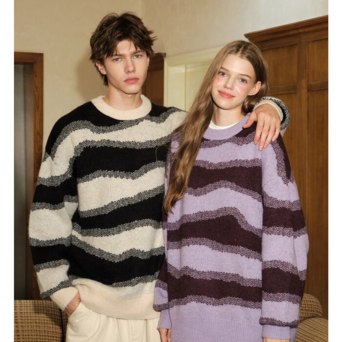 NARTALIY American Irregular Striped Sweater - Unisex Autumn and Winter Trendy Loose Knitted Sweater Jacket
