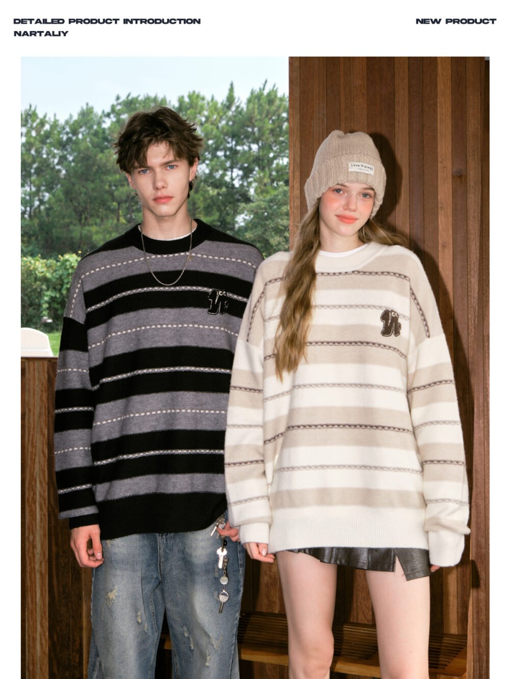 NARTALIY American Retro Striped Sweater - Unisex Autumn and Winter Loose Knitted Jacket