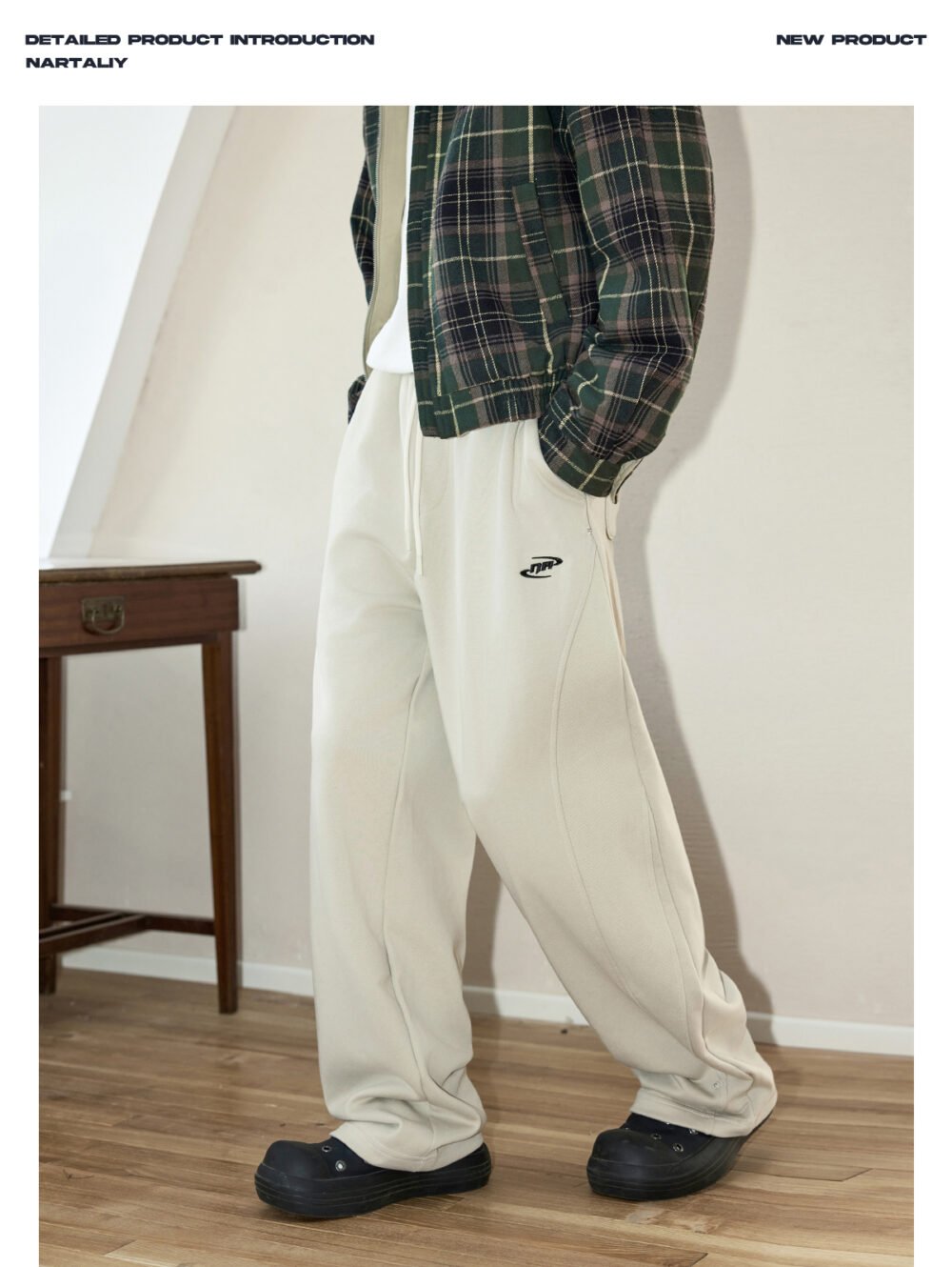NARTALIY Curved Splicing Sweatpants - Men's Spring and Autumn Trendy American High Street Sports Trousers