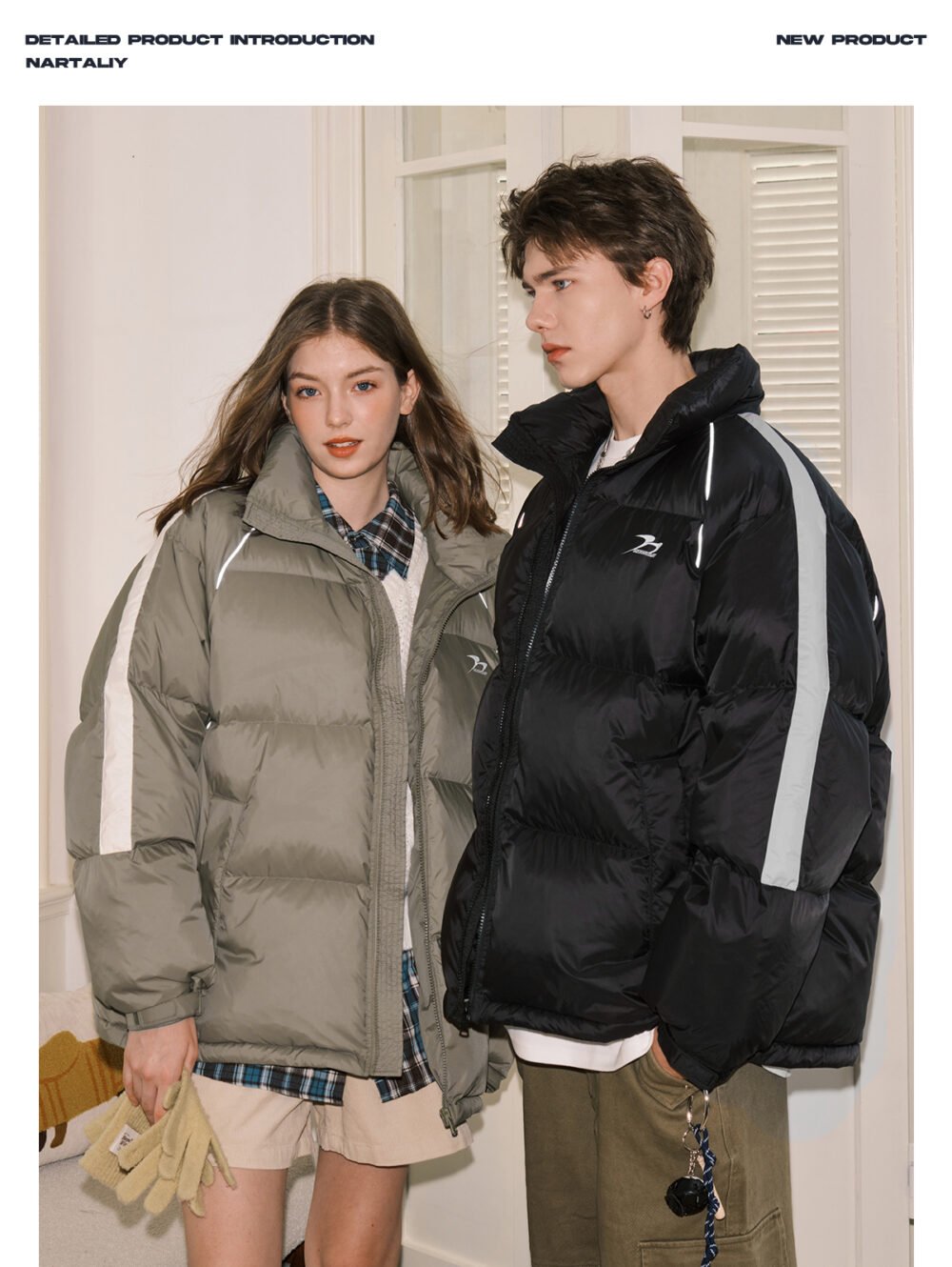 NARTALIY American Reflective White Duck Down Jacket - Unisex Winter Cold Protection Bread Coat - Image 2