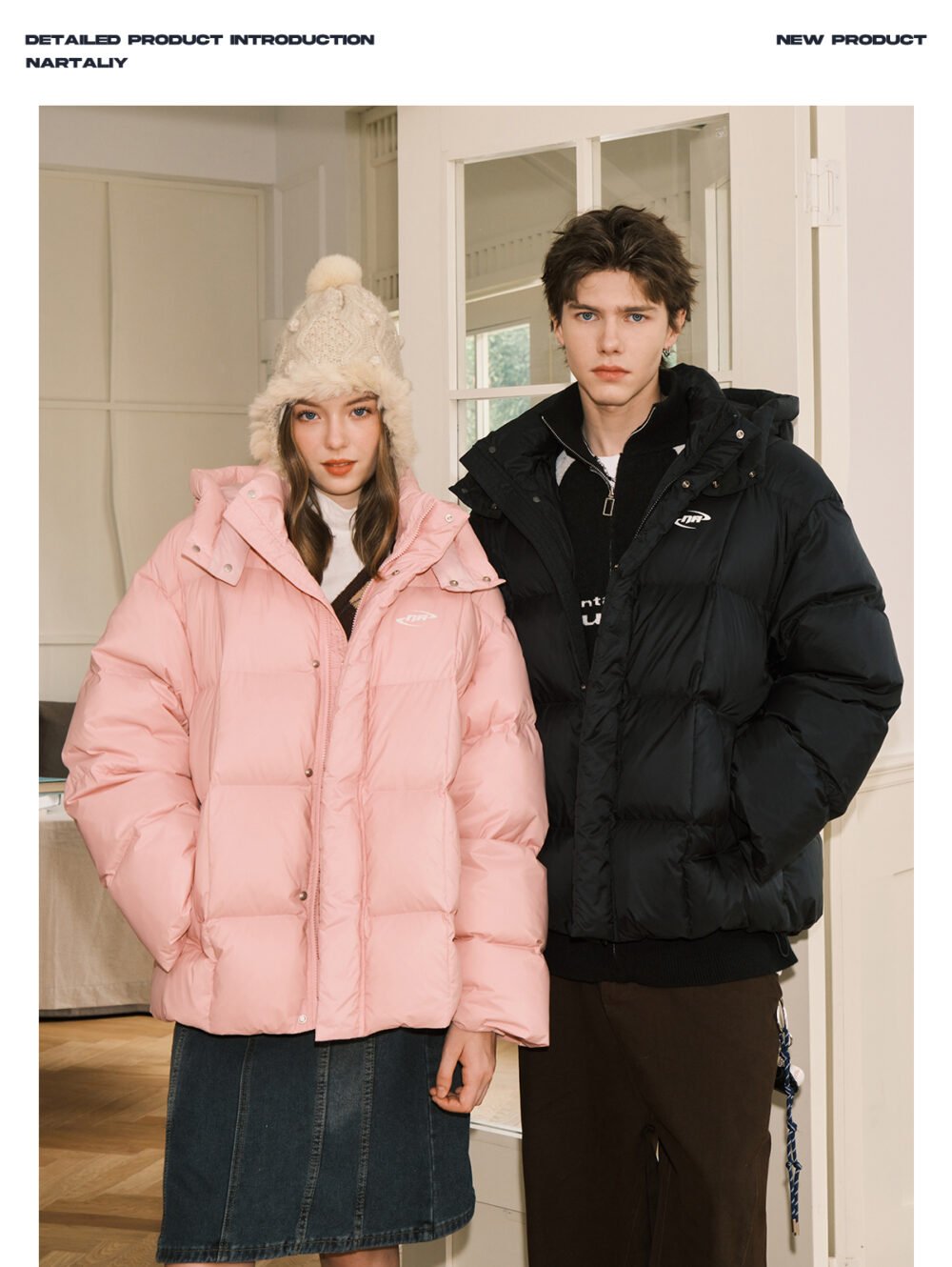 NARTALIY American Style Hooded Detachable Down Jacket - Unisex Short Winter Trendy Brand