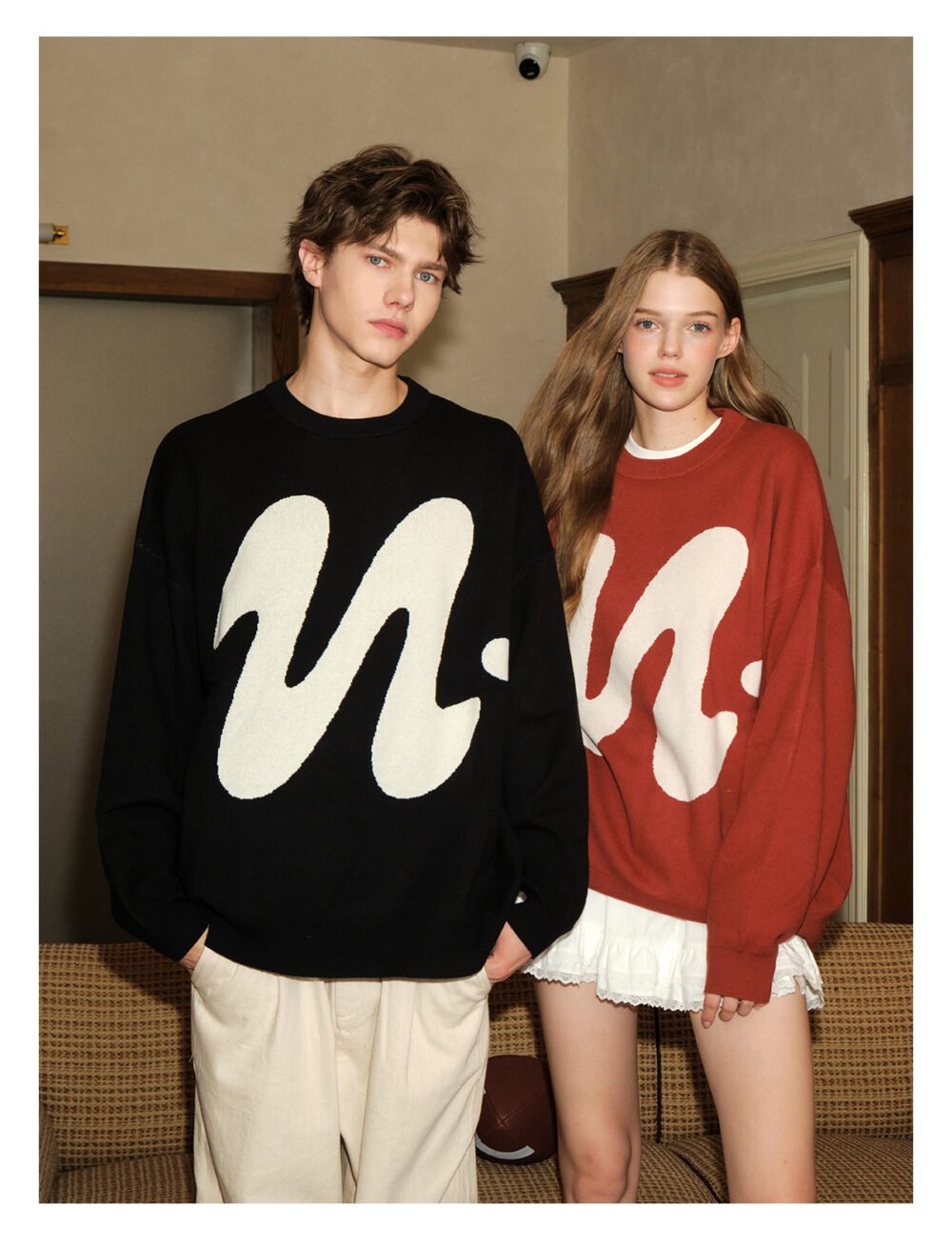 NARTALIY Puppy Round Neck Sweater - Unisex Autumn and Winter American Retro Trend Loose Sweater