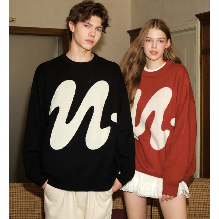 NARTALIY Puppy Round Neck Sweater - Unisex Autumn and Winter American Retro Trend Loose Sweater