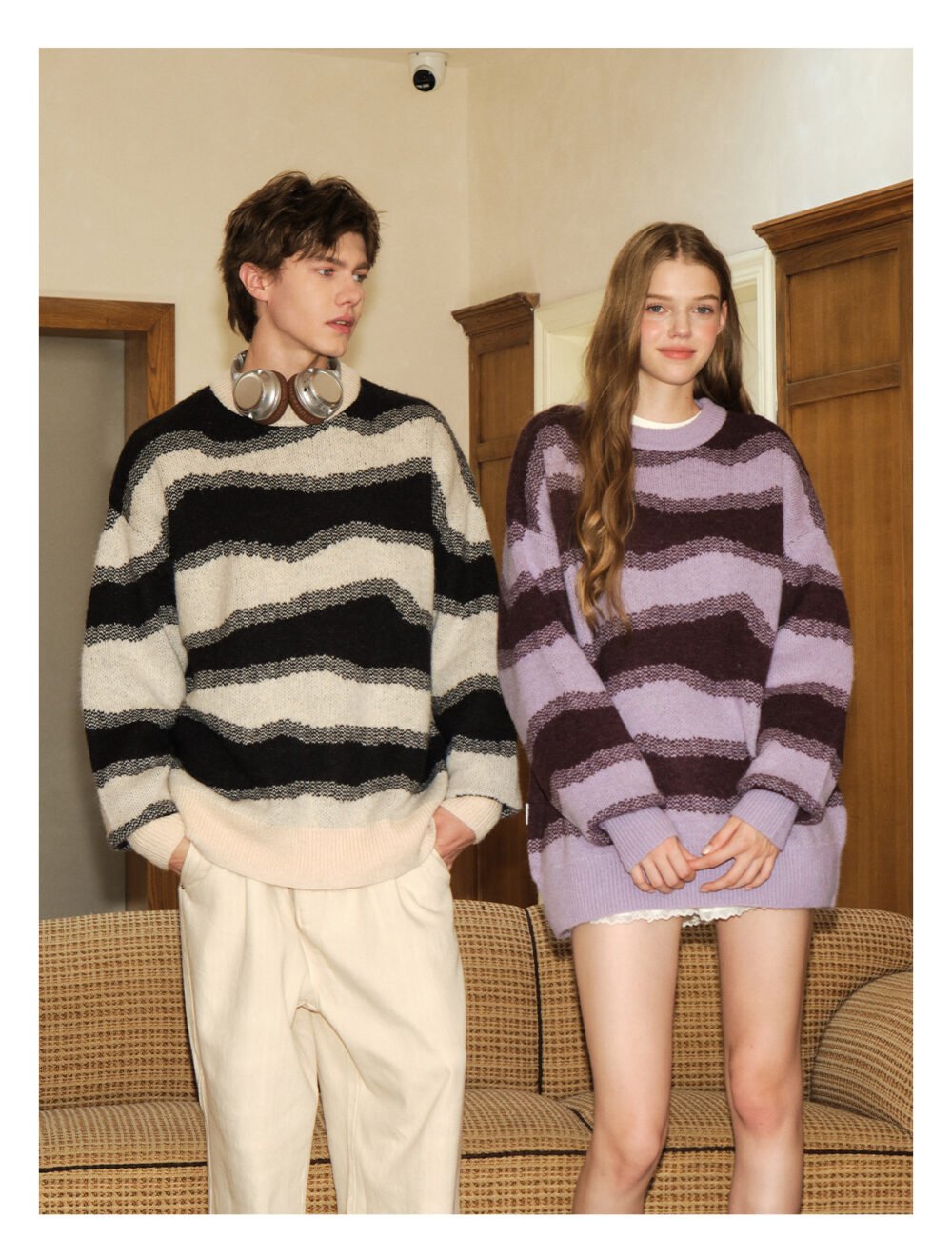 NARTALIY American Irregular Striped Sweater - Unisex Autumn and Winter Trendy Loose Knitted Sweater Jacket - Image 2