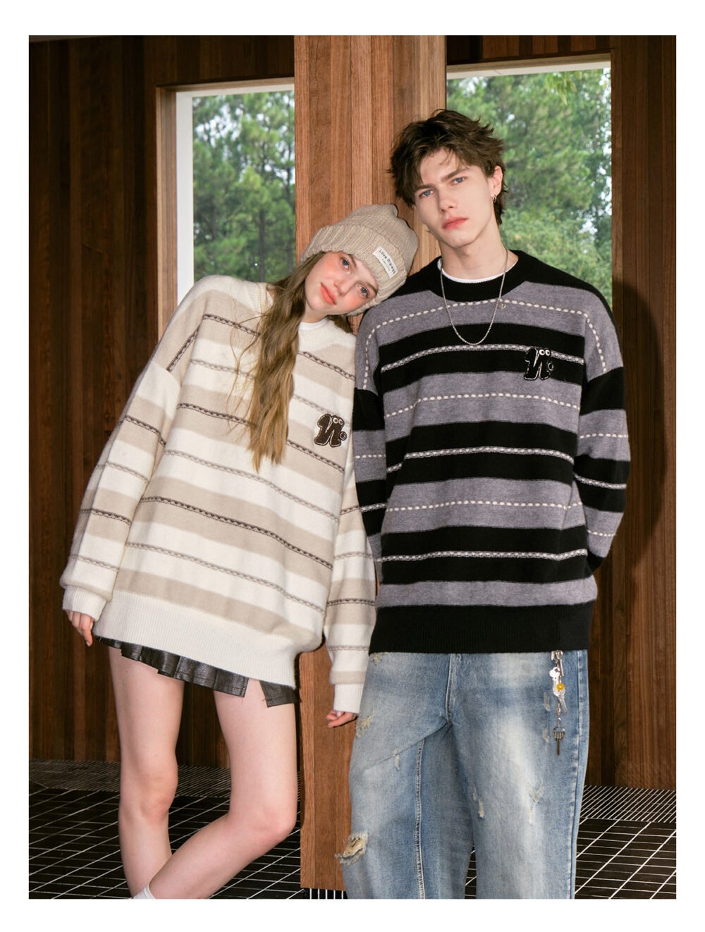 NARTALIY American Retro Striped Sweater - Unisex Autumn and Winter Loose Knitted Jacket - Image 2