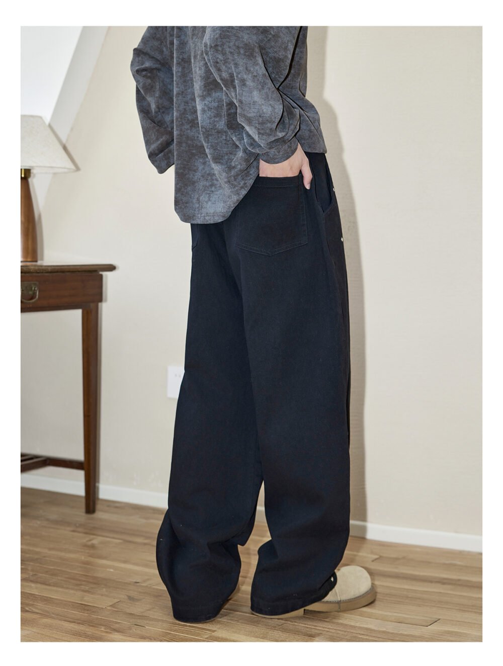 NARTALIY Rivet Decorated Pure Cotton Casual Pants - Men's Spring and Autumn American High Street Wide-Leg Trousers - Image 5