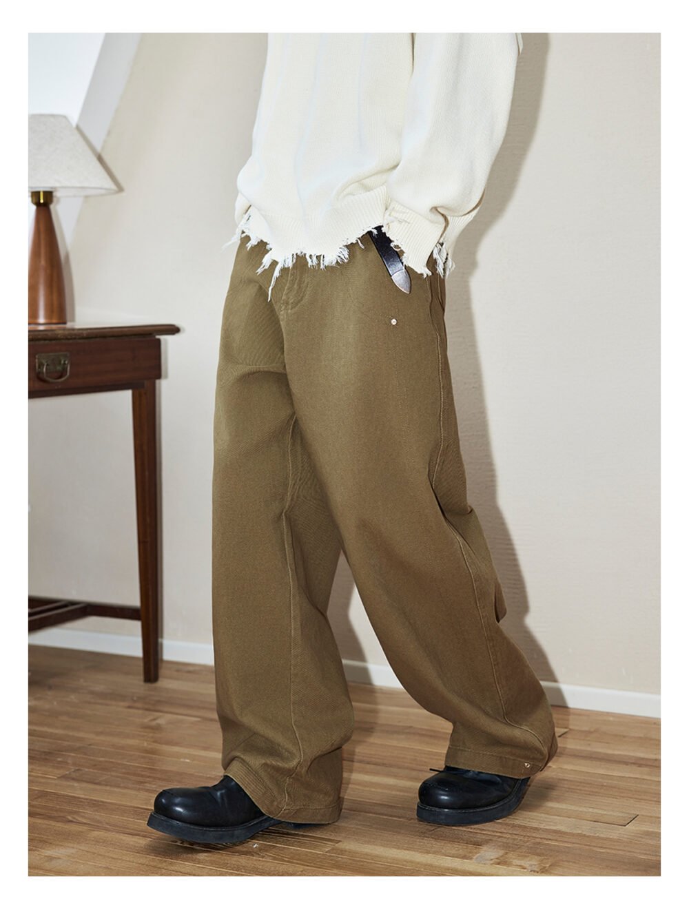 NARTALIY Rivet Decorated Pure Cotton Casual Pants - Men's Spring and Autumn American High Street Wide-Leg Trousers - Image 6