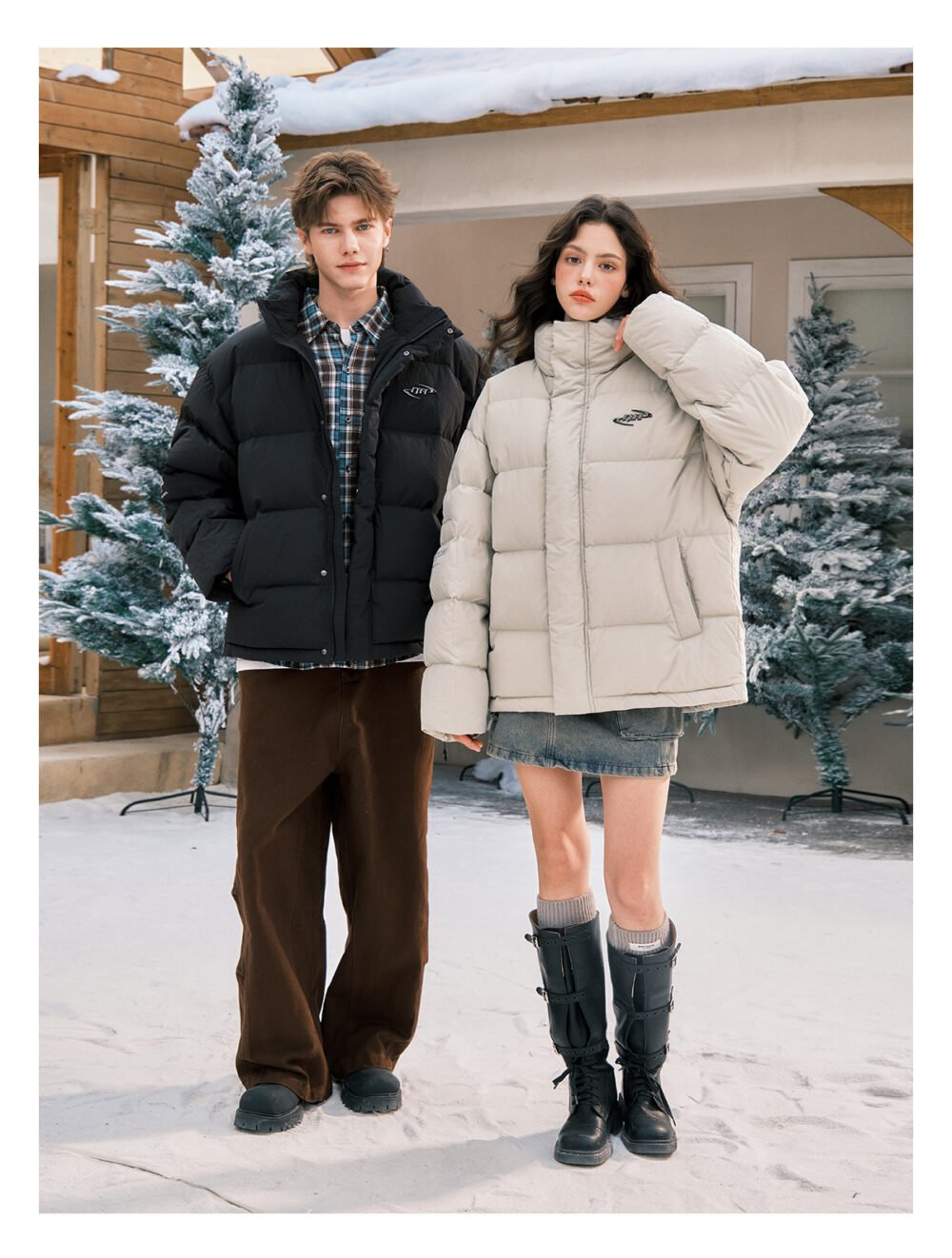 NARTALIY Splash-Proof Stand-Up Collar Down Jacket - Unisex Winter American Style Thickened Duck Down Jacket