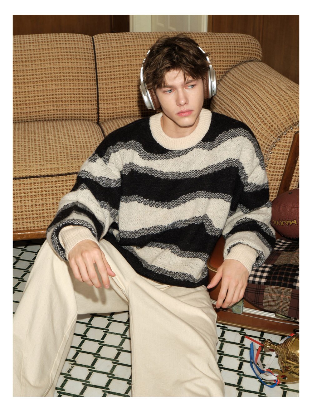 NARTALIY American Irregular Striped Sweater - Unisex Autumn and Winter Trendy Loose Knitted Sweater Jacket - Image 8