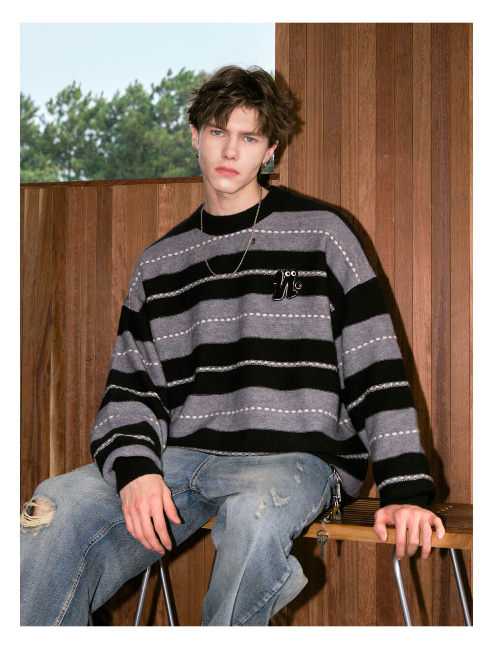 NARTALIY American Retro Striped Sweater - Unisex Autumn and Winter Loose Knitted Jacket - Image 7