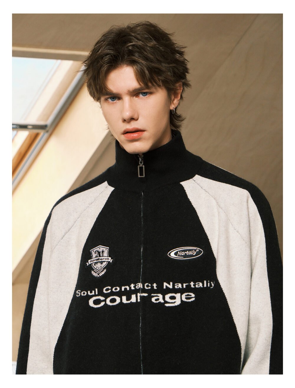NARTALIY Contrast Color Stitching Stand Collar Zipper Sweater - Unisex Autumn and Winter Sports Knitted Cardigan Jacket - Image 11