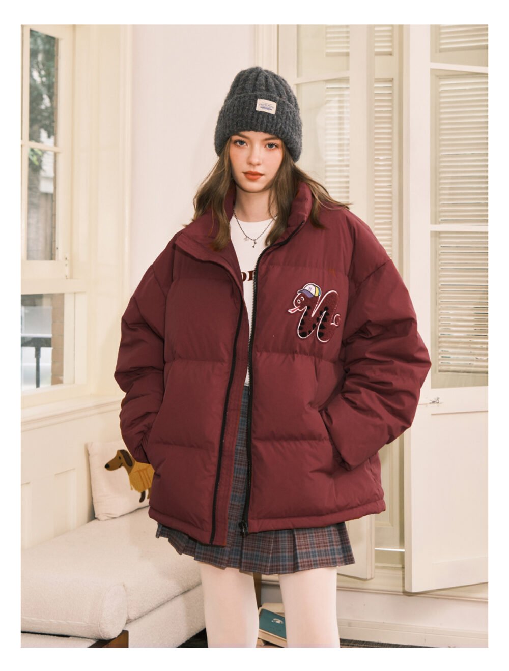NARTALIY Snake Year Limited Edition 90 White Duck Down Jacket - Unisex Winter American Stand Collar Short Jacket - Image 5