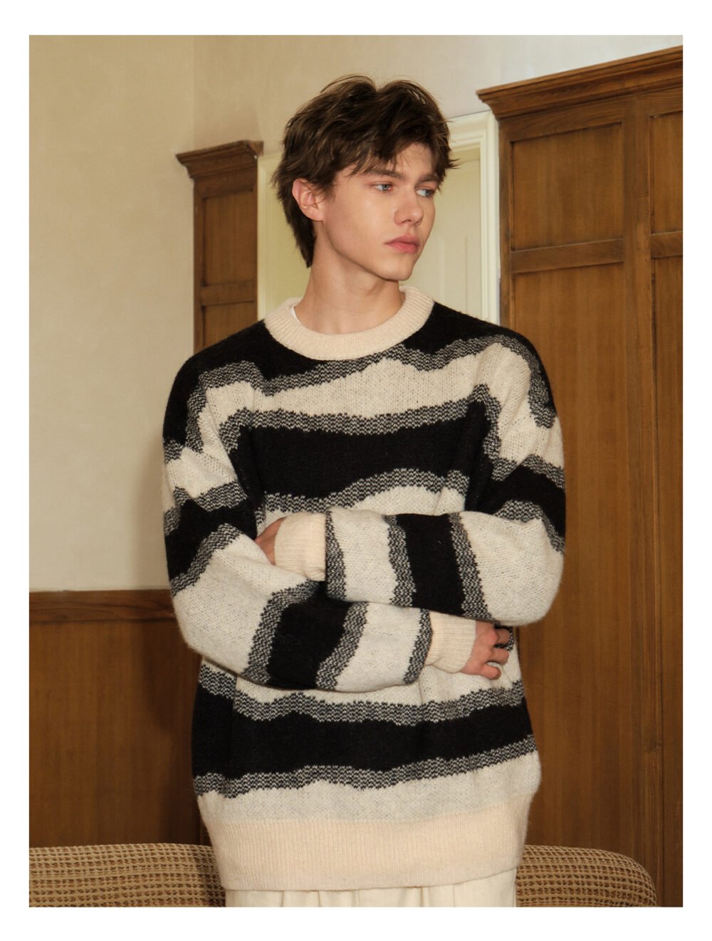 NARTALIY American Irregular Striped Sweater - Unisex Autumn and Winter Trendy Loose Knitted Sweater Jacket - Image 6