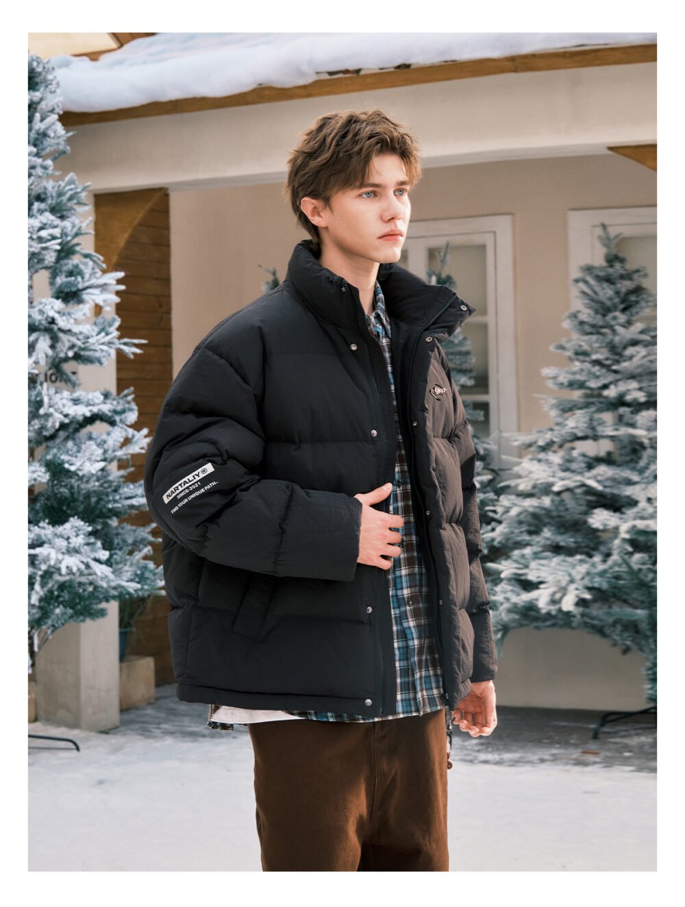 NARTALIY Splash-Proof Stand-Up Collar Down Jacket - Unisex Winter American Style Thickened Duck Down Jacket - Image 5