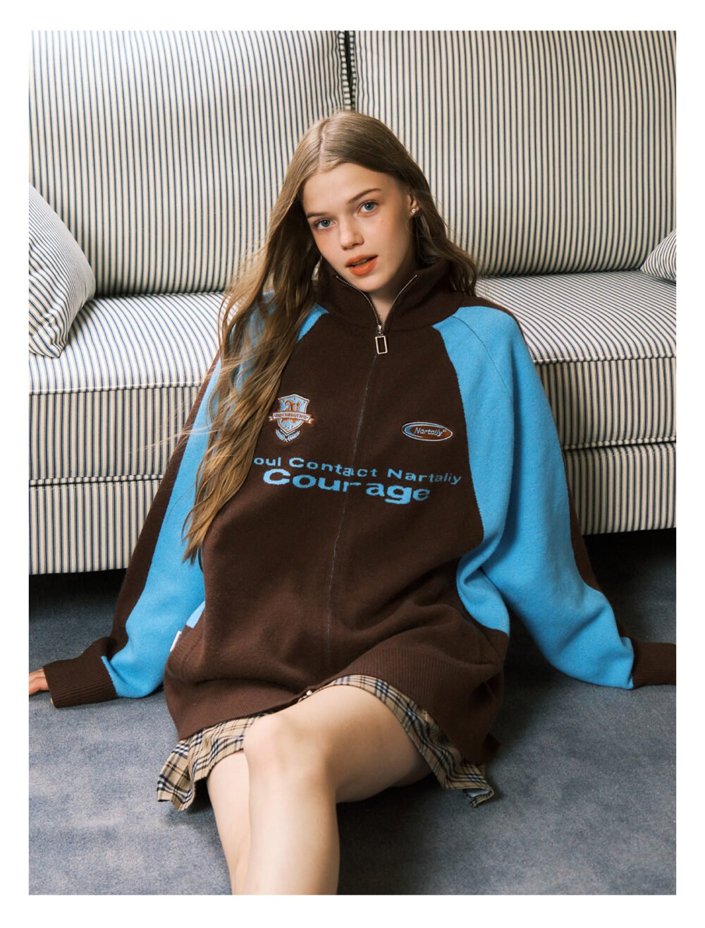 NARTALIY Contrast Color Stitching Stand Collar Zipper Sweater - Unisex Autumn and Winter Sports Knitted Cardigan Jacket - Image 7