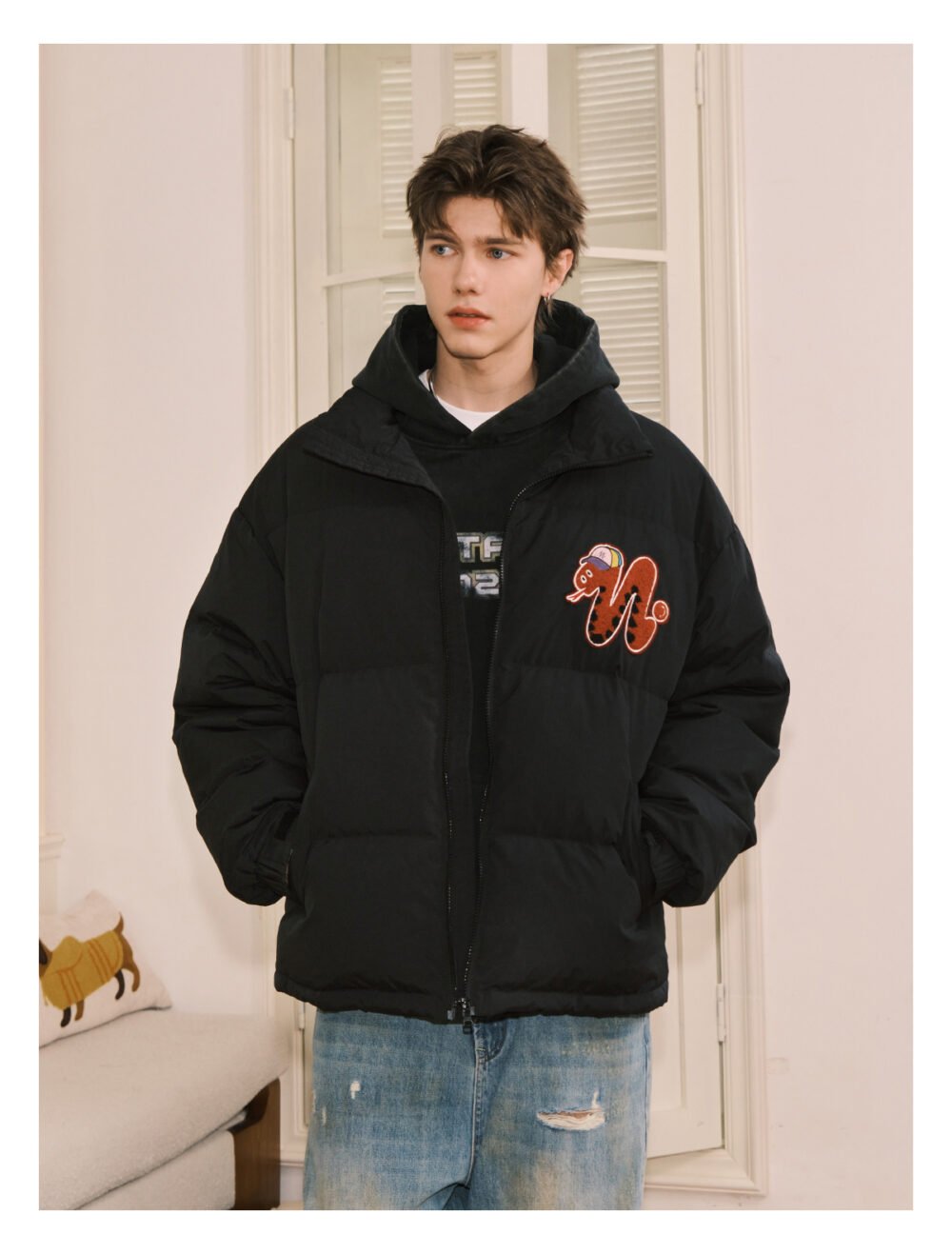 NARTALIY Snake Year Limited Edition 90 White Duck Down Jacket - Unisex Winter American Stand Collar Short Jacket - Image 8