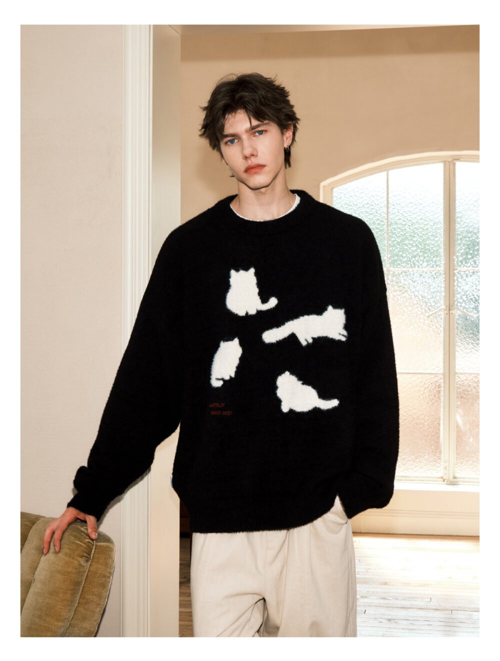 NARTALIY Cat Mohair Sweater - Unisex Autumn and Winter American Retro Loose Sweater - Image 5