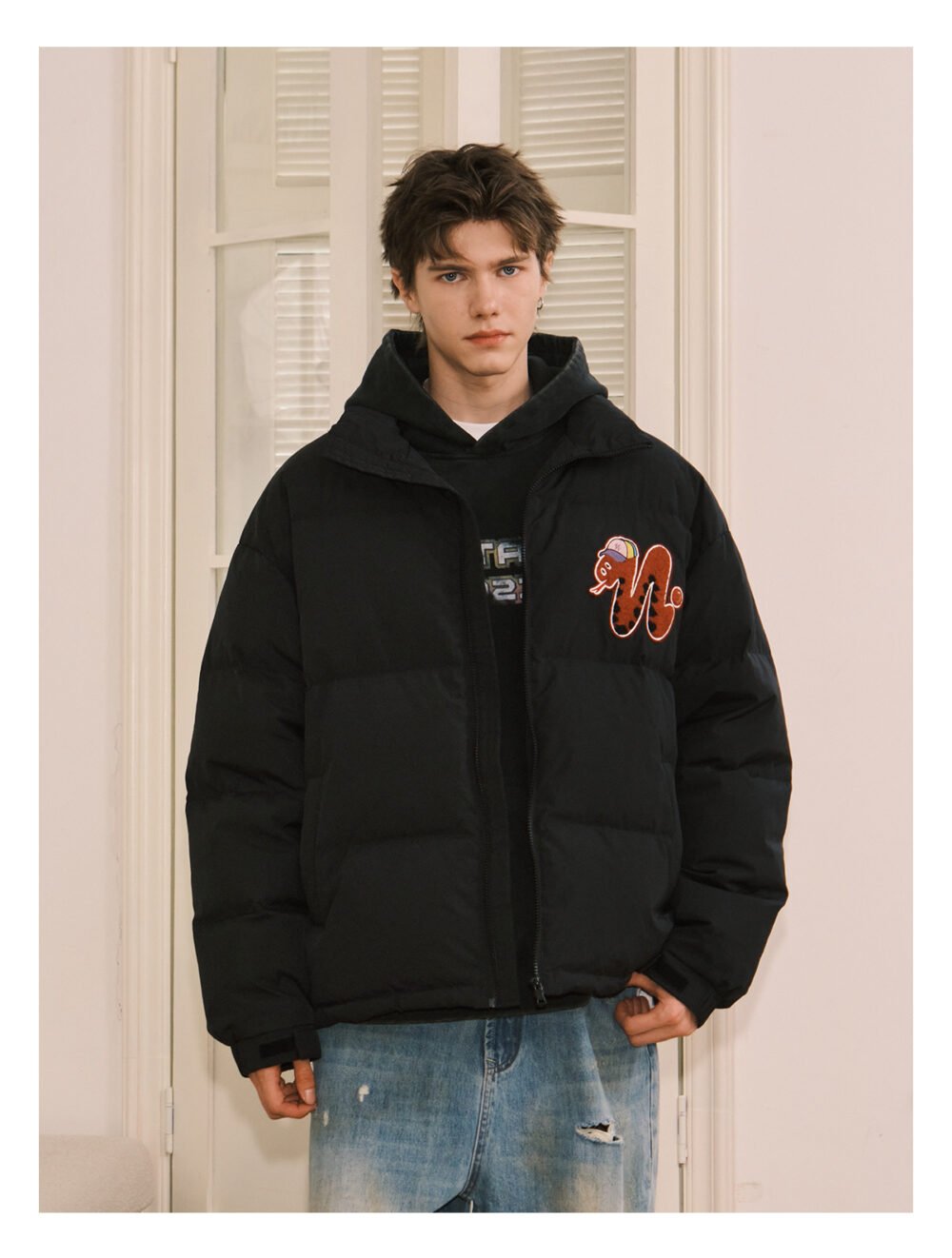 NARTALIY Snake Year Limited Edition 90 White Duck Down Jacket - Unisex Winter American Stand Collar Short Jacket - Image 9