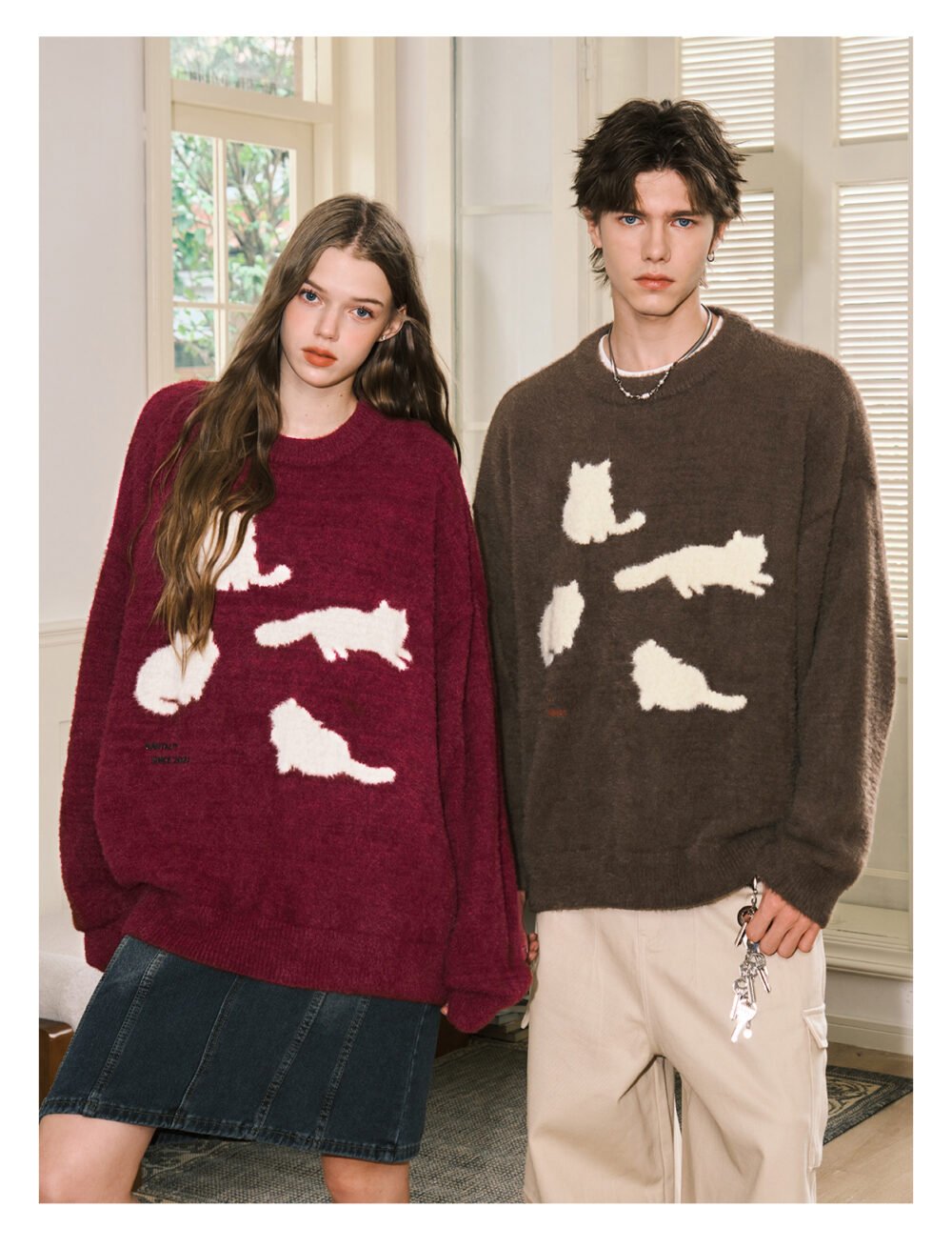 NARTALIY Cat Mohair Sweater - Unisex Autumn and Winter American Retro Loose Sweater - Image 4