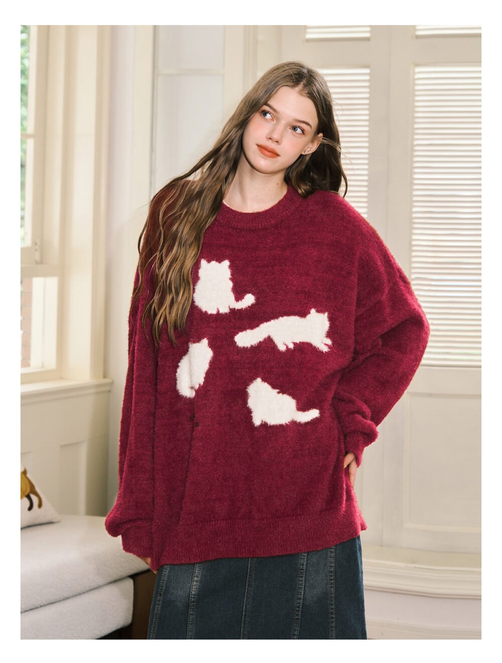NARTALIY Cat Mohair Sweater - Unisex Autumn and Winter American Retro Loose Sweater - Image 16